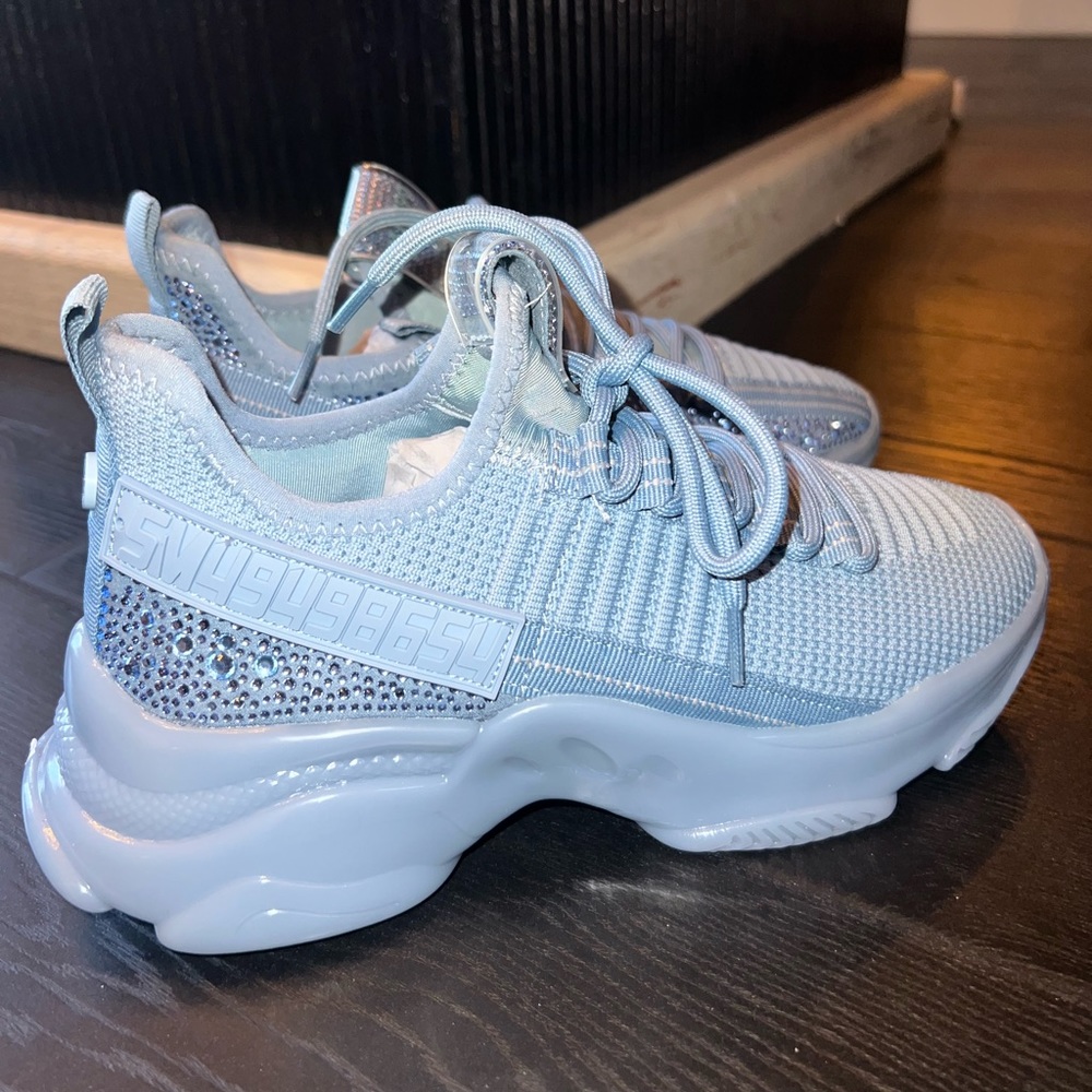 Brand New Maxima Rhinestone-Trim Trainer Sneakers from Steve Madden for women.